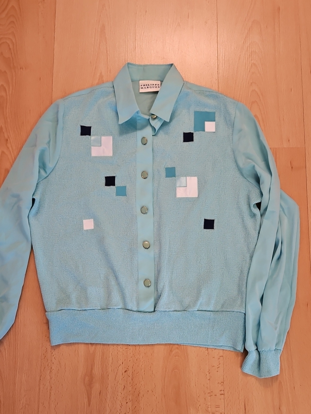 Vintage Light Blue Button-Up Blouse